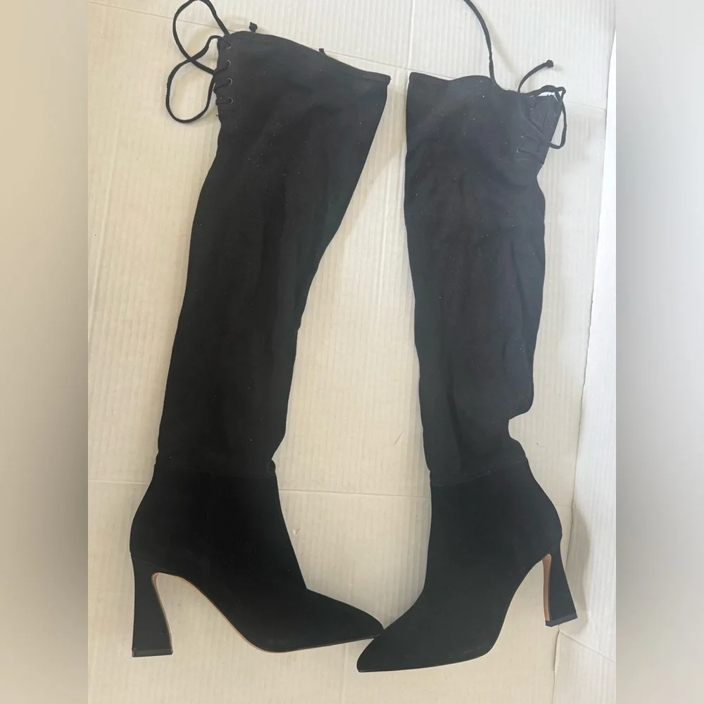 New Vince Camuto Taplana Thigh High Over the knee Black Suede Boots 5‎